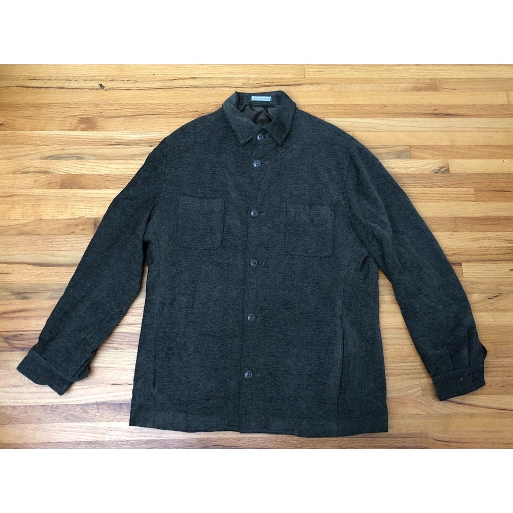Bachrach Sweater Men's‎ L Gray Front Button Detail Spread Collared Wool Blend